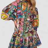 Madeleine – Rochie de Damă Elegantă cu Imprimeu Floral și Mâneci Lungi