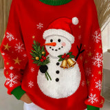 Zorica - Pulover de Crăciun cu imprimeu de om de zăpadă