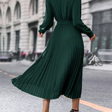 Elina – Rochie de Damă Elegantă Midi Plisată cu Mâneci Lungi