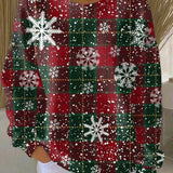 Zorica - Pulover de Crăciun cu pătrate și fulgi de zăpadă