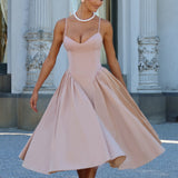 Luminara – Rochie Midi de Damă Elegantă cu Top Ajustat și Fustă Voluminoasă