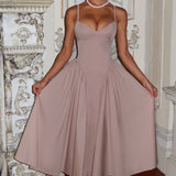 Luminara – Rochie Midi de Damă Elegantă cu Top Ajustat și Fustă Voluminoasă