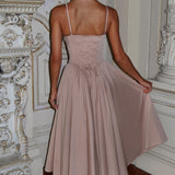 Luminara – Rochie Midi de Damă Elegantă cu Top Ajustat și Fustă Voluminoasă