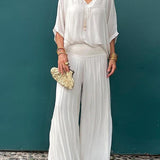 ESMERALDA – SET DIN DOUĂ PIESE CU PANTALONI LARGI DIN CHIFFON ELEGANT