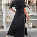 Luise – Rochie de Damă Denim Elegantă cu Detalii Strălucitoare