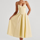 Grace – Rochie Midi Corset Elegantă Roz Blush