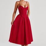 Grace – Rochie Midi Corset Elegantă Roz Blush