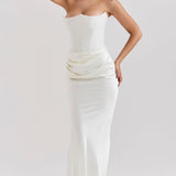 Cassia – Rochie Maxi Elegantă de Damă cu Corset și Satin