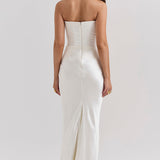 Cassia – Rochie Maxi Elegantă de Damă cu Corset și Satin