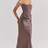 Cassia – Rochie Maxi Elegantă de Damă cu Corset și Satin