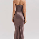 Cassia – Rochie Maxi Elegantă de Damă cu Corset și Satin