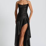 Seraphine – Rochie Maxi Damă Elegantă cu Tiv High-Low și Fanta