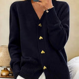 ADELE | Pulover Moale cu Nasturi în Formă de Inimă