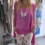 Ora - Set pentru femei format din două piese: Top fără mâneci și pantaloni imprimeu