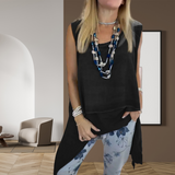 Ora - Set pentru femei format din două piese: Top fără mâneci și pantaloni imprimeu