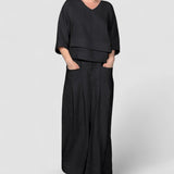 Set din două piese din bumbac și in cu mânecă scurtă