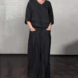 Set din două piese din bumbac și in cu mânecă scurtă