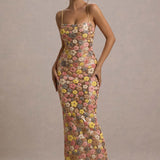 Sienna – Rochie de Damă Maxi Elegantă cu Flori și Paiete