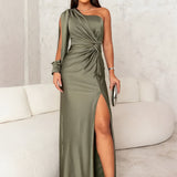 Camira – Rochie de Damă Maxi Elegantă cu Umăr Asimetric și Fante