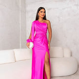 Camira – Rochie de Damă Maxi Elegantă cu Umăr Asimetric și Fante